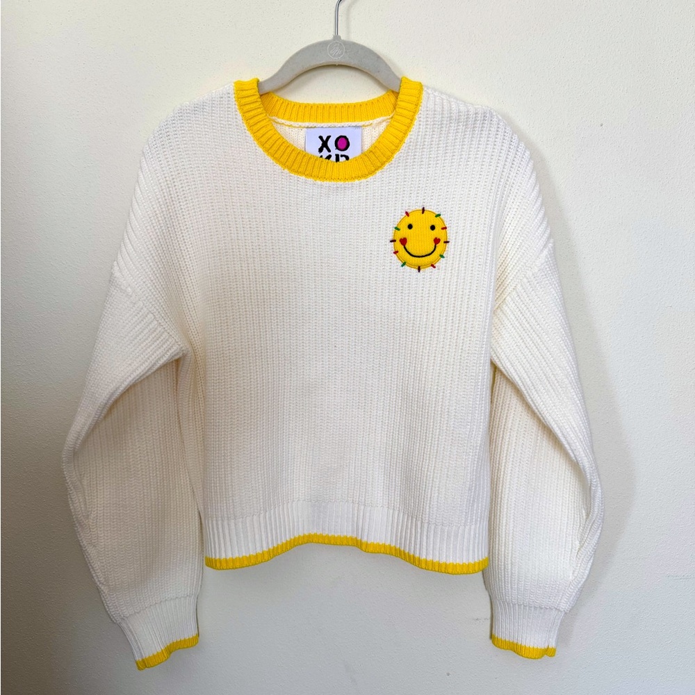 XO Kerri ROSENTHAL Anthropologie Smiley Sun Stitch Pullover Sweater medium